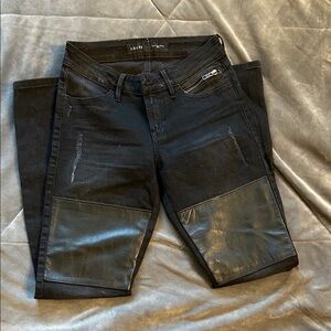 Guess Black Skinny Jeans with Leather Panels